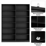 Photo 1 of **MISSING PARTS***Homfa 74.3” Double Wide 6-Tier Bookcase, Extra Large Wooden Freestanding Display Bookshelf for Home Office Living Room, Black