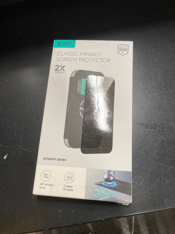 Photo 1 of ***MISSING PARTS***ESR 1 Pack for iPhone 17 Pro Max Privacy Screen Protector, Military Grade Shatterproof, 9H Hardness, Anti-spy Tempered Glass with UltraFit Tray   ***(MISSING -SELLING AS IS )***