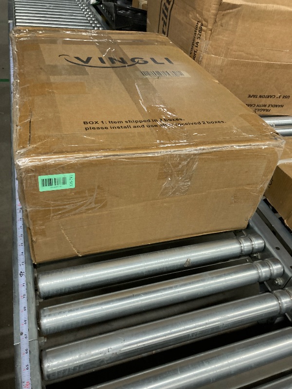 Photo 1 of **The photo and description are for reference only.**VINGLI Fireplace TV Stand for TVs up to 60'', Mirrored Media Entertainment Center Console Table with 18'' Electric Fireplace, Entertainment Center with Glass Door ? Storage Cabinet, White