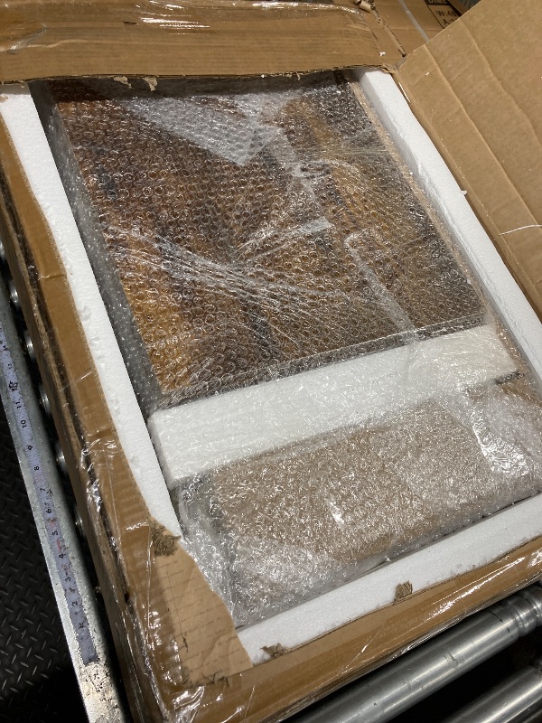 Photo 1 of **The photo and description are for reference only.**VINGLI Fireplace TV Stand for TVs up to 60'', Mirrored Media Entertainment Center Console Table with 18'' Electric Fireplace, Entertainment Center with Glass Door ? Storage Cabinet, White