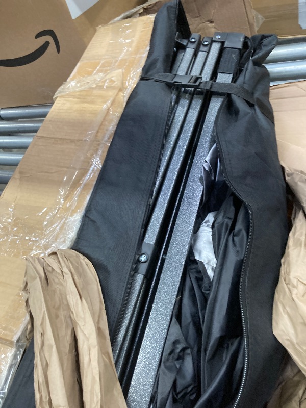 Photo 1 of 10x10 Pop Up Canopy with One Button Push Setup - Heavy Duty Outdoor Canopy Tent with Portable Roller Bag - 3 Adjustable Height, 4 Weight Bags, 8 Stakes & 4 Guy Ropes Included, Black