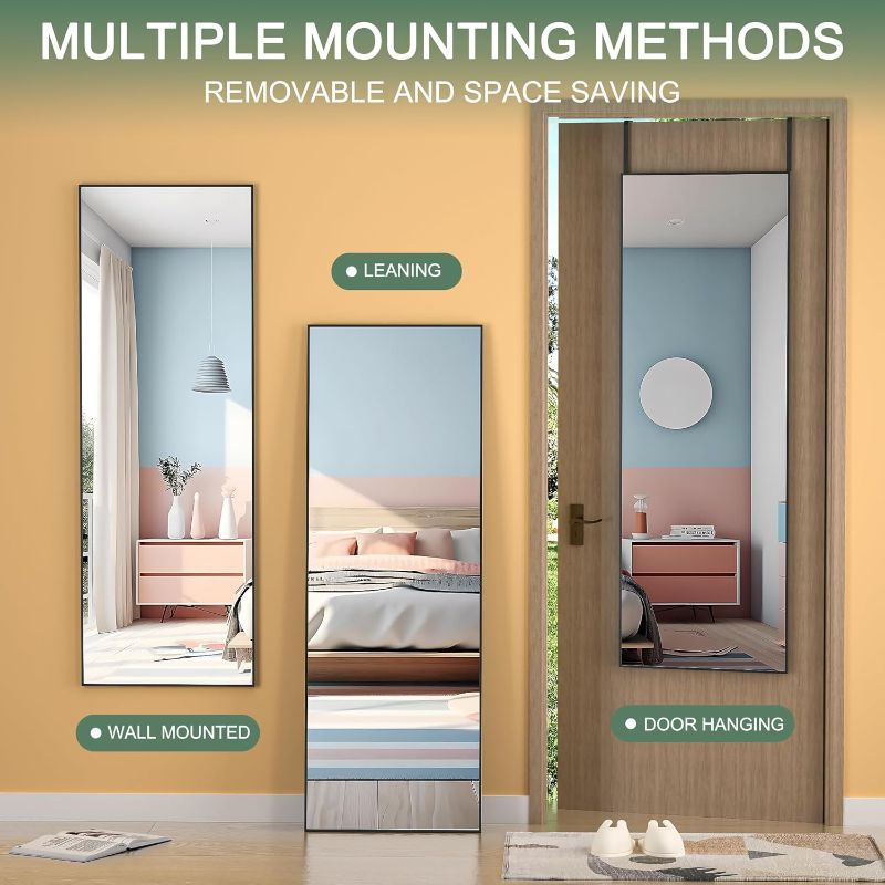 Photo 1 of  Door Mirror Full Length, 51 x 16 Inch Full Body Wall Mirror Over The Door Hanging Mirror for Bedroom, Living Room, Cloakroom