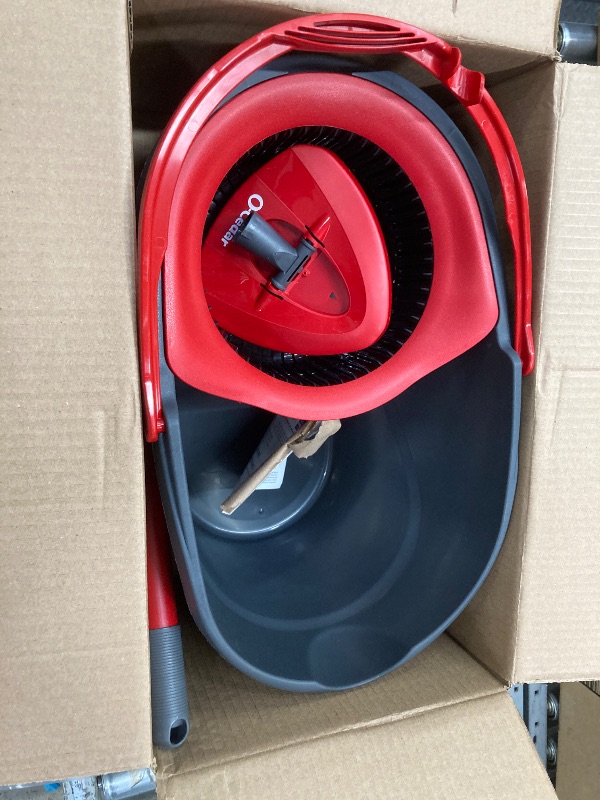 Photo 1 of ***MISSING PART -SELLING AS IS*** O-Cedar Easy Wring Microfiber Spin Mop, Bucket Floor Cleaning System, Red, Gray, Standard