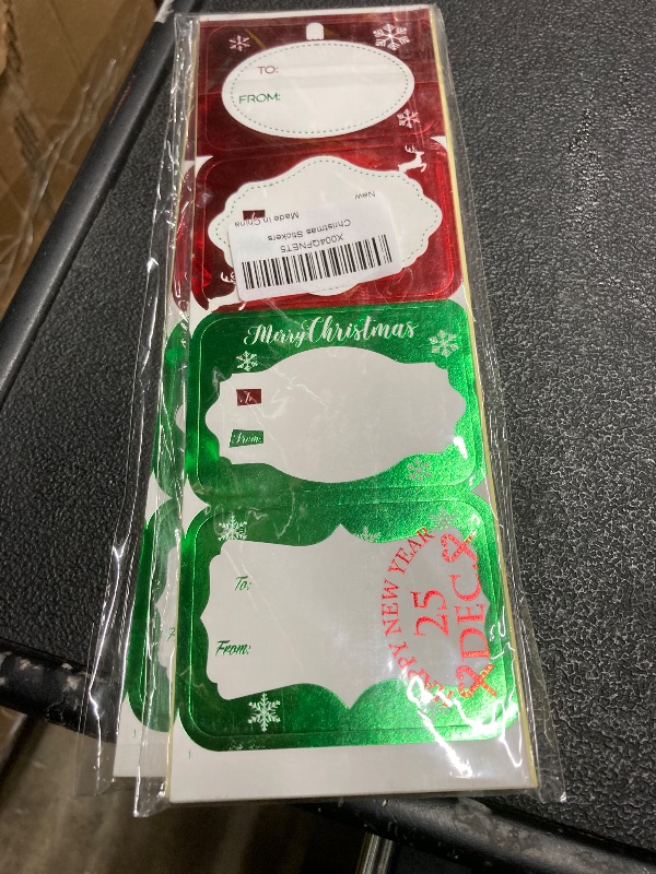 Photo 1 of *** pack*** 2***Jumbo Christmas Name Tags Stickers 120 Pack/8 Designs -Gift Tag with Reflective Metallic Foil for Christmas Presents (Snow White)