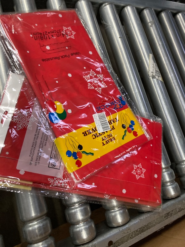 Photo 1 of ** pack ***2***RCFFDL Christmas Tablecloth, 2 Pack Plastic Xmas Party Table Covers for Rectangle Table, Snowman Design Disposable Table Covers for Christmas Party Holiday Decoration