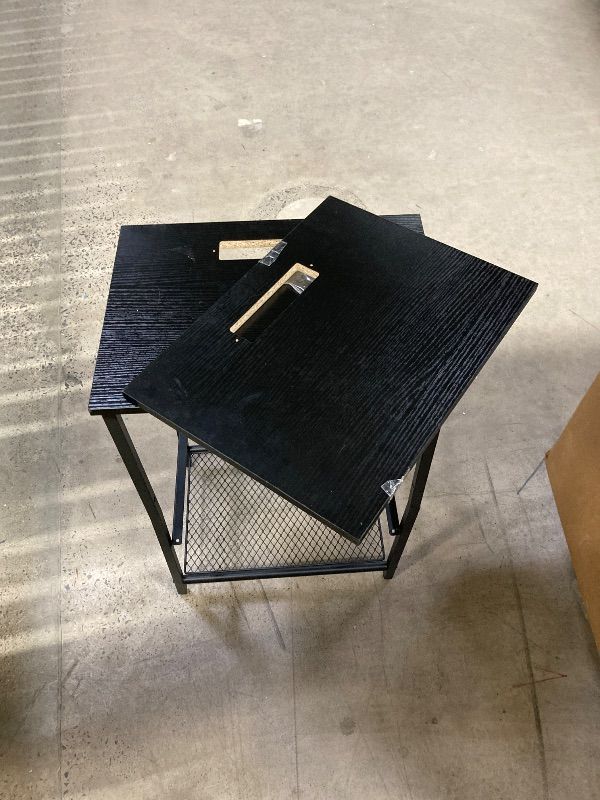 View 6 of ***VERY WOBBLY***Eunos Black Nightstand with Charging Station and LED, Small Dresser with Drawer and Storage Shelfs for Bedroom***VERY WOBBLY***