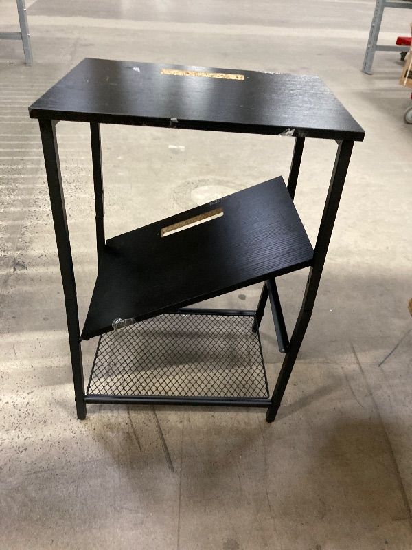 View 5 of ***VERY WOBBLY***Eunos Black Nightstand with Charging Station and LED, Small Dresser with Drawer and Storage Shelfs for Bedroom***VERY WOBBLY***