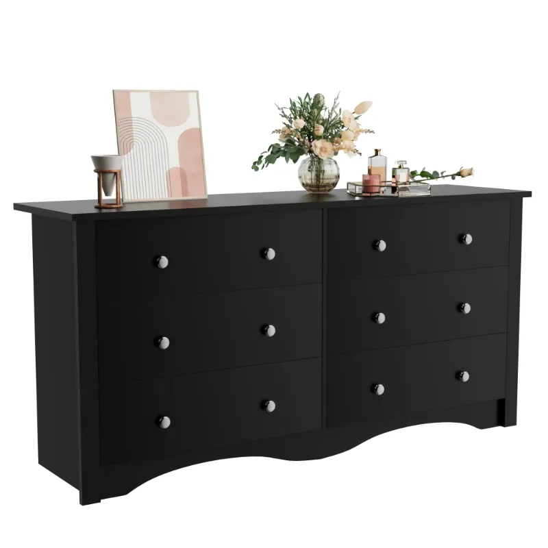 Photo 1 of ***Selling for Parts Only***Homall 6 Drawer Wood Dresser Furniture, Double Tier Storage Cabinet for Bedroom & Living Room, Black Finish