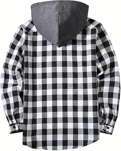 Photo 1 of ***USED*** VELONLLONE Flannel Jacket for Men Fall Plaid Printed Long Sleeve Button Down Hoodie Lightweight Casual Shirts Coat Outerwear SIZE XL
