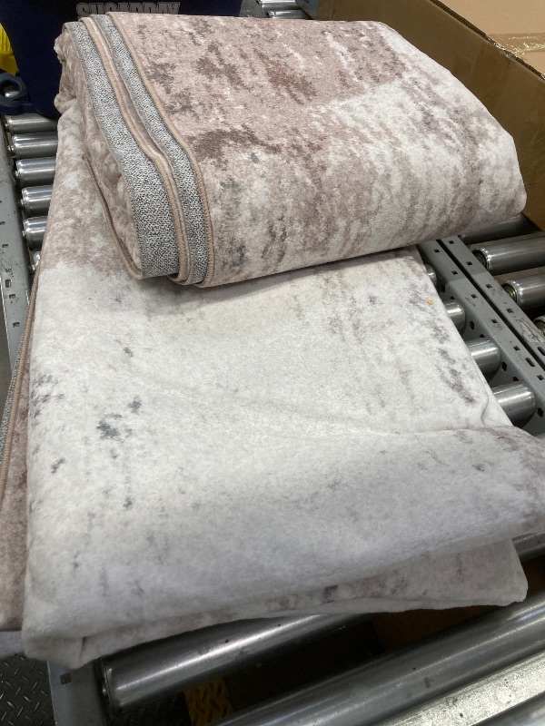 Photo 1 of ***USED*** Srugn Washable Rugs 8x10 Area Rugs for Living Room, Modern Abstract Rugs for Bedroom, Large Carpets, Ultra Soft Faux Wool Retro Dining Room Rug, Non Slip & Non-Shedding Low Pile Print Rug- Beige Grey