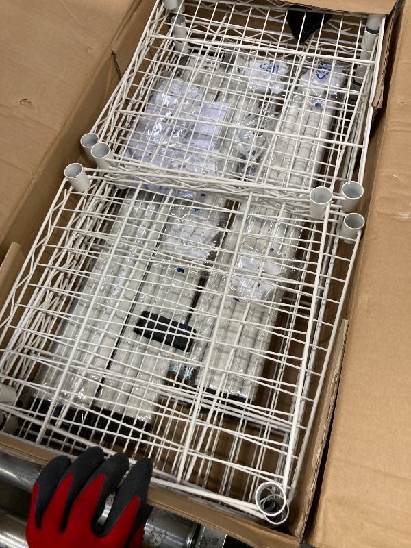 Photo 1 of "Ulif E4 White Wire Garment Rack, Closet Organizer with 8 Shelves & 4 Hanger Rods, Heavy Duty, 71.6"" W x 79.3"" H"
