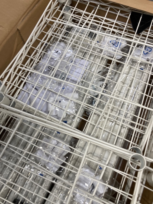 Photo 1 of "Ulif E4 White Wire Garment Rack, Closet Organizer with 8 Shelves & 4 Hanger Rods, Heavy Duty, 71.6"" W x 79.3"" H"
