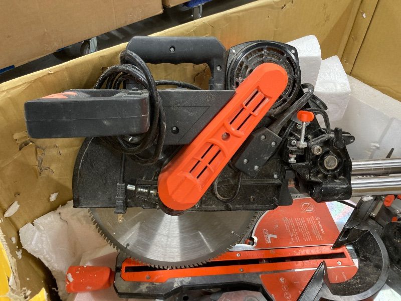Photo 1 of **NOT IN ORIGINAL BOX***12-Inch Sliding Compound Dual-Bevel Miter Saw With Laser Guide, LED Light,Extension Table, 15-Amp, 4.13x12.99inch Cutting Capacity, With 40T And 120T TCT Miter Saw Blades