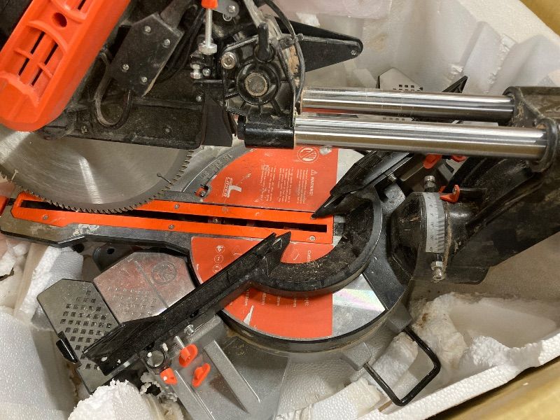 Photo 1 of **NOT IN ORIGINAL BOX***12-Inch Sliding Compound Dual-Bevel Miter Saw With Laser Guide, LED Light,Extension Table, 15-Amp, 4.13x12.99inch Cutting Capacity, With 40T And 120T TCT Miter Saw Blades