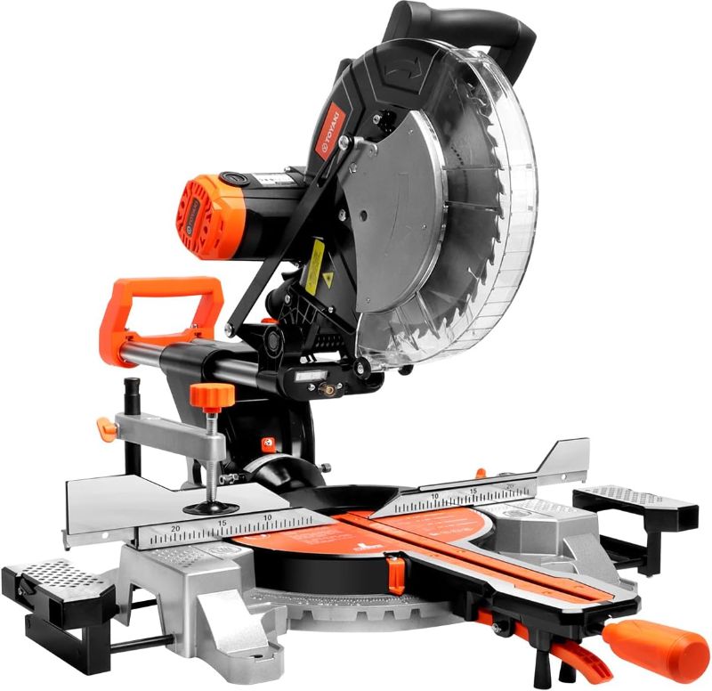 Photo 1 of **NOT IN ORIGINAL BOX***12-Inch Sliding Compound Dual-Bevel Miter Saw With Laser Guide, LED Light,Extension Table, 15-Amp, 4.13x12.99inch Cutting Capacity, With 40T And 120T TCT Miter Saw Blades