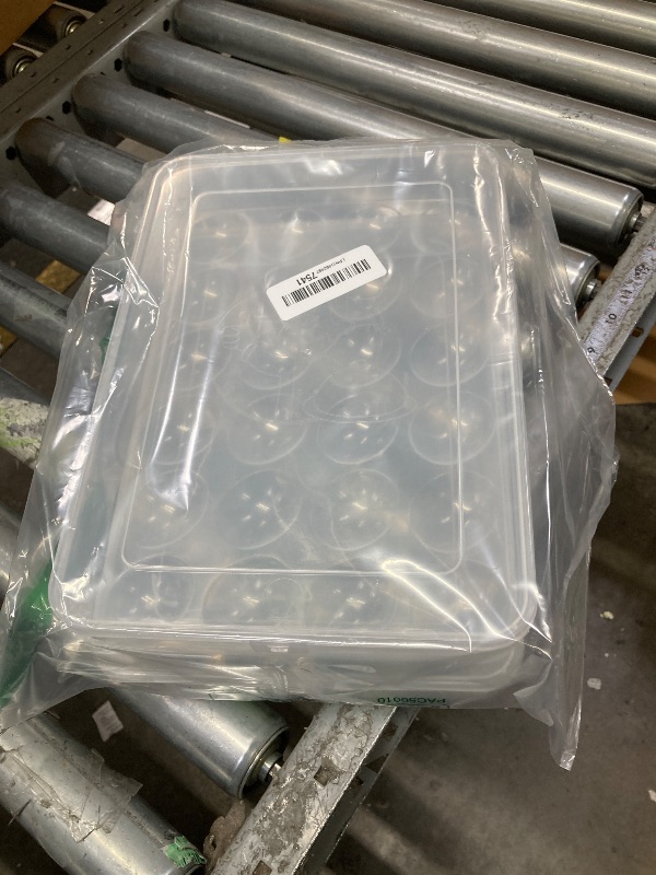 Photo 1 of ***(DAMAGED -SELLING AS IS)*** 2 Pack Covered Egg Holders for Refrigerator, Clear 2X24 Deviled Egg Tray Storage Box Dispenser, Stackable Plastic Egg Cartons, Egg Holder Countertop(48 Eggs)