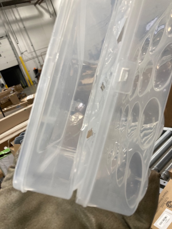 Photo 1 of ***(DAMAGED -SELLING AS IS)*** 2 Pack Covered Egg Holders for Refrigerator, Clear 2X24 Deviled Egg Tray Storage Box Dispenser, Stackable Plastic Egg Cartons, Egg Holder Countertop(48 Eggs)