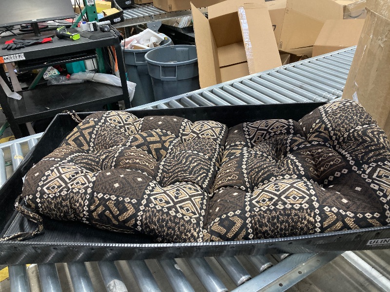 Photo 1 of **ONLY CUSHION INCLUDED, NOT THE CHAIR***Blazing Needles Patterned Tapestry Swivel Rocker Chair Cushion, 48" x 24", Congo**ONLY CUSHION INCLUDED, NOT THE CHAIR***