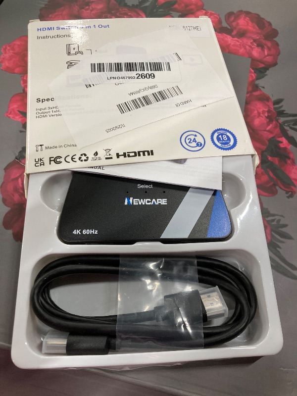 Photo 1 of [Upgrade] HDMI Switch 3 in 1 Out, 4K@60Hz HDMI 2.0 Switch Splitter with 2.6FT Long HDMI Cable, 3-Port HDMI Switcher Selector, Supports 4K 30Hz 3D 1080P HDCP2.2 for PS5 Xbox DVD Player Fire Stick PC