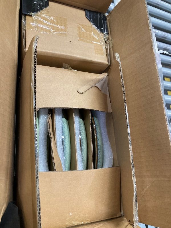 Photo 1 of ***SMALL PLATES ARE TUCKED IN WITH LARGER PLATES IN BOX***GBHOME Ceramic Dinnerware Sets for 4, 12 Pieces Stoneware Plates and Bowls Sets, Scratch Resistant Dishes, Dishwasher & Microwave Safe-Pastel Green***SMALL PLATES ARE TUCKED IN WITH LARGER PLATES I