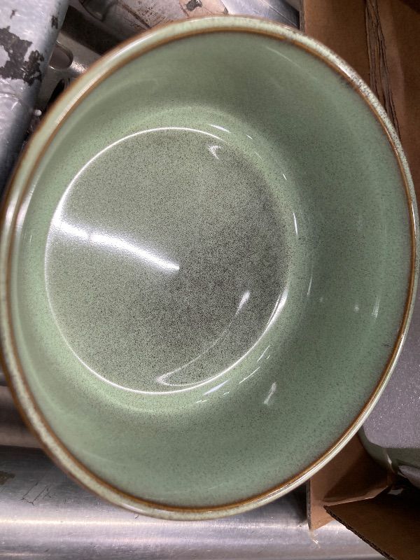 Photo 1 of ***SMALL PLATES ARE TUCKED IN WITH LARGER PLATES IN BOX***GBHOME Ceramic Dinnerware Sets for 4, 12 Pieces Stoneware Plates and Bowls Sets, Scratch Resistant Dishes, Dishwasher & Microwave Safe-Pastel Green***SMALL PLATES ARE TUCKED IN WITH LARGER PLATES I