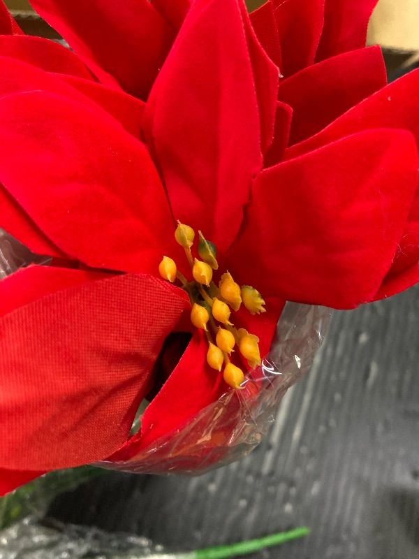Photo 1 of ***VASE NOT INCLUDED***MELAJIA Artificial Flowers for Outdoors Red Christmas Poinsettia Flowers 12 Bundles Mixed Fake Plants UV Resistant Faux Flowers for Outdoor Planters Garden Porch Patio Home Winter Decor***VASE NOT INCLUDED***