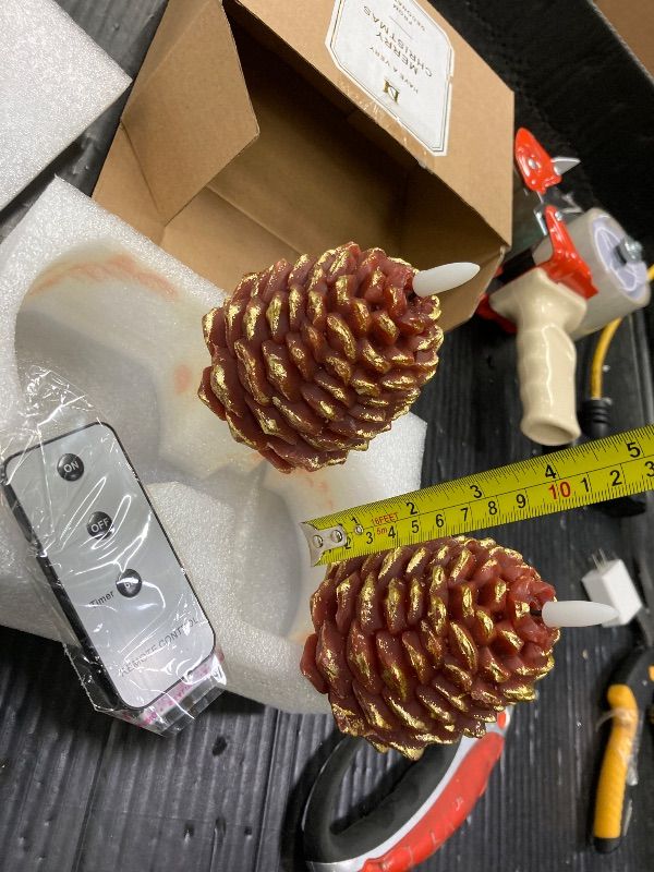 Photo 1 of ***BATTERY OPERATED***DN DECONATION Flameless Pinecone Candles for Christmas Table Decor, Led Pine Cone Candle with Remote and Timer, Battery Operated Christmas Candle Pinecones Decoration Indoor Holiday***BATTERY OPERATED***
