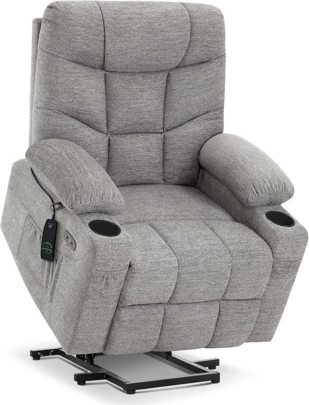 Photo 1 of **PARTIAL SET/1 OF 3 BOXES**MCombo Power Lift Recliner Chair with Extended Footrest for Elderly People, Fabric 7287 (Light Grey, Medium)