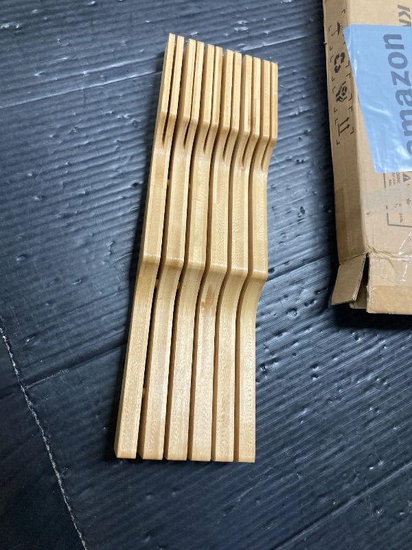 Photo 1 of ***KNIVES NOT INCLUDED***In-Drawer Knife Block Organizer - Bamboo Wood Drawer Knife Organizer-Protecting Knife Organizer Block (Not Included) (Natural, 11 Knives Dock)***KNIVES NOT INCLUDED***