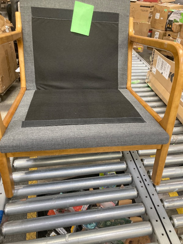 Photo 1 of ***NO CHAIR CUSHIONS***VINGLI Solid Wood Wide Armrests Accent Chair,Upholstered Mid Century Modern Chair with Pillow,Comfy Reading Chair Farmhouse Arm Chair,Chairs Living Room,Bedroom,Guest Room,Linen Fabric,Dark Grey***NO CHAIR CUSHIONS***