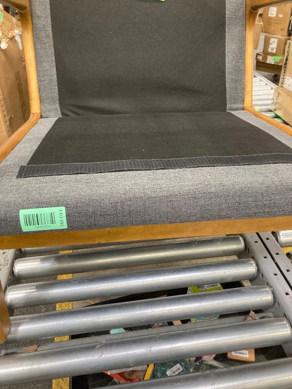 Photo 1 of ***NO CHAIR CUSHIONS***VINGLI Solid Wood Wide Armrests Accent Chair,Upholstered Mid Century Modern Chair with Pillow,Comfy Reading Chair Farmhouse Arm Chair,Chairs Living Room,Bedroom,Guest Room,Linen Fabric,Dark Grey***NO CHAIR CUSHIONS***