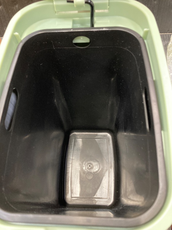 Photo 1 of ***LONG, THIN SCRATCH ON LID & FOOT PEDAL IS SCRATCHED UP***Slim Trash Can for Bathroom with Air Freshener Soft Close Lid, 6 Liter/ 1.6 Gallon Stainless Steel Garbage Can with Removable Inner Bucket,Step Pedal, Small Wastebasket for Bedroom, Kitchen (GREE