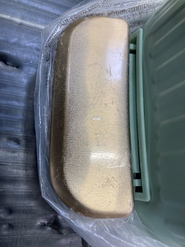 Photo 1 of ***LONG, THIN SCRATCH ON LID & FOOT PEDAL IS SCRATCHED UP***Slim Trash Can for Bathroom with Air Freshener Soft Close Lid, 6 Liter/ 1.6 Gallon Stainless Steel Garbage Can with Removable Inner Bucket,Step Pedal, Small Wastebasket for Bedroom, Kitchen (GREE