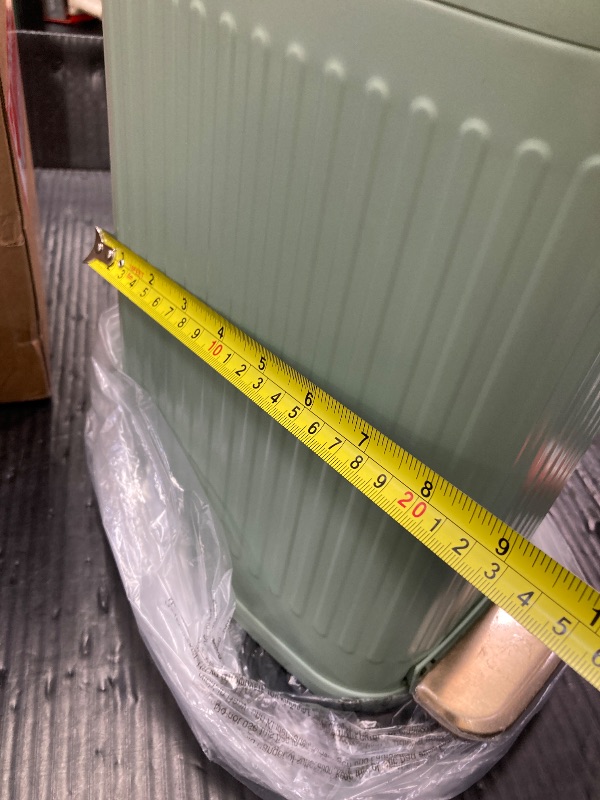 Photo 1 of ***LONG, THIN SCRATCH ON LID & FOOT PEDAL IS SCRATCHED UP***Slim Trash Can for Bathroom with Air Freshener Soft Close Lid, 6 Liter/ 1.6 Gallon Stainless Steel Garbage Can with Removable Inner Bucket,Step Pedal, Small Wastebasket for Bedroom, Kitchen (GREE