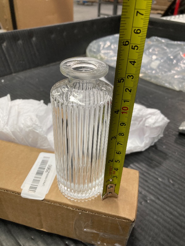 Photo 1 of ***STOPPER TOP IS MISSING***Generic Mini Vintage Style Decorative Flower Vases,Bitters Bottles,Syrup Vinegar Dispensers Bottles with Glass Ball Stopper for Wedding Farmhouse Party Home Decor (Vertical Bar Bottle), Clear***STOPPER TOP IS MISSING***