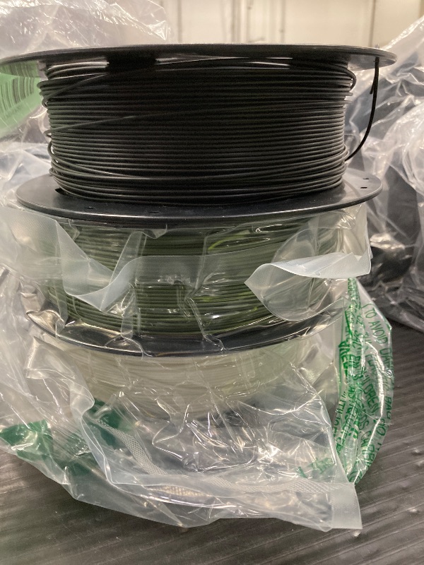 Photo 1 of ***WHITE & GREEN ARE BRAND NEW**BLACK IS A BIT USED****TECBEARS High Speed PLA Plus Filament 1.75mm, High Toughness 3D Printer Filament, High Flowable Rapid PLA+ for Fast Printing up to 600mm/s, 3 Pack 1kg Spool, Black+White+Olive Green***WHITE & GREEN AR