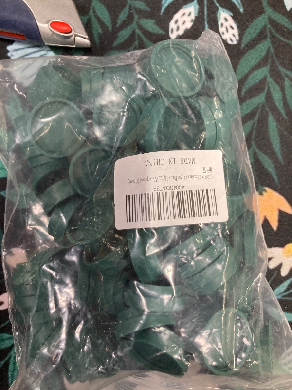 Photo 1 of 100 Pcs Christmas Light Bulb Socket Cover, C7 and C9 Socket Caps for Covering Holiday Outdoor Unused Open Stringers Light, Waterproof (Green)