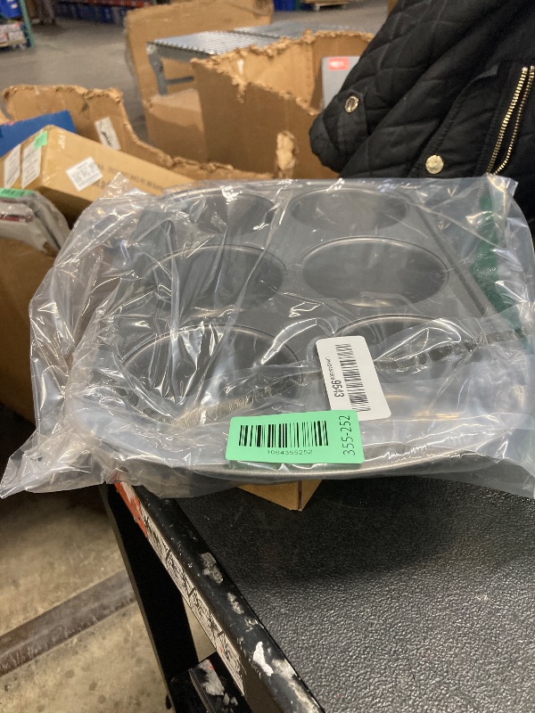 Photo 1 of ***DENTED***GoodCook Everyday Nonstick Steel Jumbo Texas Muffin Pan, 6-cup, Gray***DENTED***