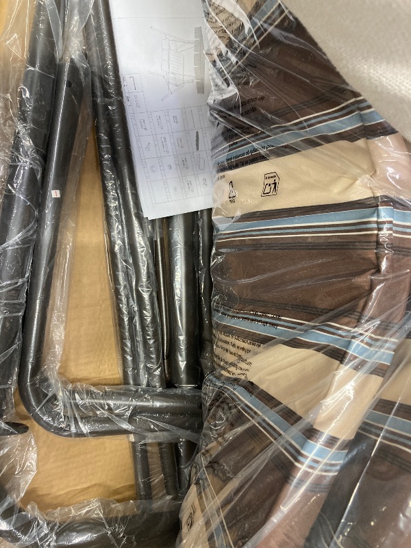 Photo 1 of **HAS CUT MARKS ON CHAIR BASE-SEE PICS***GVDV 3-Person Patio Swing with Canopy ,Outdoor Swing with Removable Cushions & 550lb Weight Capacity for Backyard, Balcony, Porch (Stripe)