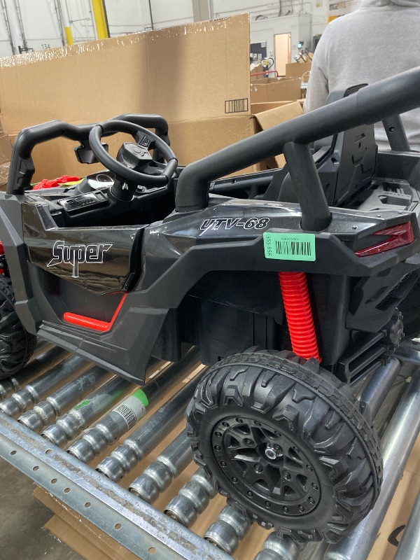 Photo 1 of ***PARTS ONLY/NO BOX***FUNTOK 24V 2 Seater Electric Ride on Toys for Big Kids w/ 20 " Large Seat, 4 x 200W Motors, 2WD/4WD Switchable Ride on UTV Dump Truck w/ Dump Bed, Remote Control, LED Lights, Bluetooth & Music, Red