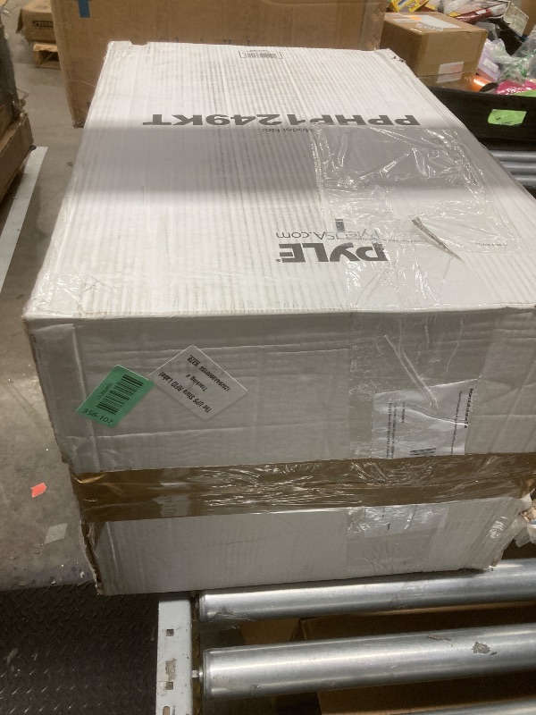 Photo 1 of 1 Pyle Wireless Portable PA System Kit - 1800W Peak, Bluetooth Compatible, Active + Passive Pair For Indoor / Outdoor Sound, Multiple Inputs-USB SD AUX XLR RCA, Comes With 2 Stands, Wired Mic, Remote