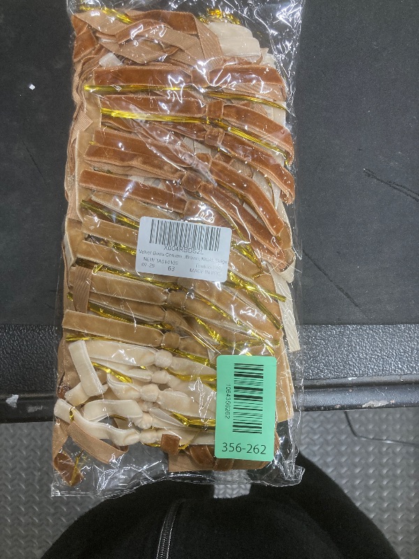 Photo 1 of 36 PCS Velvet Bows Christmas Tree Ornaments 3/8 Inch Rustic Crafts Gift Vintage Velvet Ribbon Wreath Bows for Home Indoor Outdoor Decoration (36, Brown, Khaki, Beige)