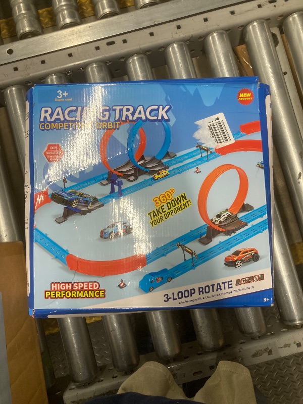 Photo 1 of ?Slot Car Race Track Sets with 360° Thrill Loops & 4 High-Speed Cars, 64 Pcs Large Flexible Racing Track for Kids Ages 3-5 4-8 8-12, Race Car Toys Gift for Boys Girls Birthday Christmas