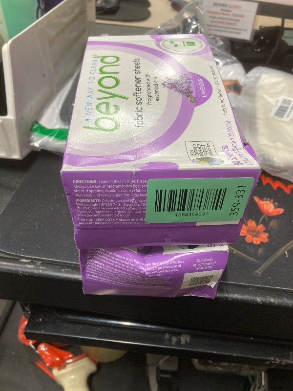 Photo 1 of *2 pack* Beyond Fabric Softener Sheets (80 sheets) - Lavender Scent - Eco-Friendly Plant-Based Dryer Sheets. Removes Static Cling. Recyclable Packaging.
