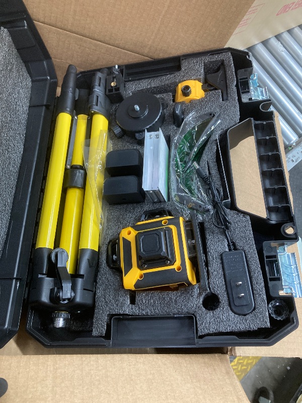 Photo 1 of *Minor Scratches* Laser Level,GOCHIFIX 16 Lines 4x360° Green Cross Laser Level Self Leveling with Tripod,Rotating Bracket,Remote Control,Lifting Platform,Rechargeable Battery and Storage Box
