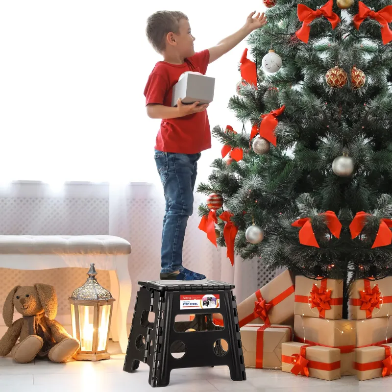 Photo 1 of *Small scratches/scuff marks* ACSTEP Folding Step Stool 13'' Tall Step Stool Plastic Step Stools with Non-Slip Surface - Black
