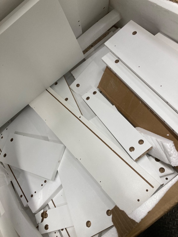 Photo 1 of *Mirror and lights missing* *Pieces chipped/Broken* Ktaxon Large Makeup Vanity with 9 Drawers, Flutted Vanity Table Set with Lighted Mirror, Get Ready with Me, White
