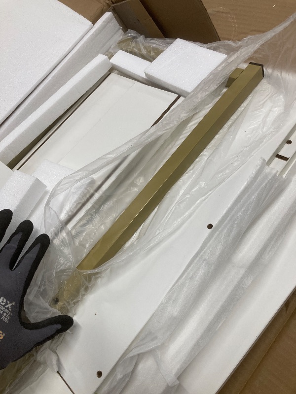 Photo 1 of *Mirror Missing* Bestier Makeup Vanity Set with Mirror and Lights, Vanity Desk with Drawers, Power Outlet & Cushioned Stool, Vanity Table for Bedroom, White
