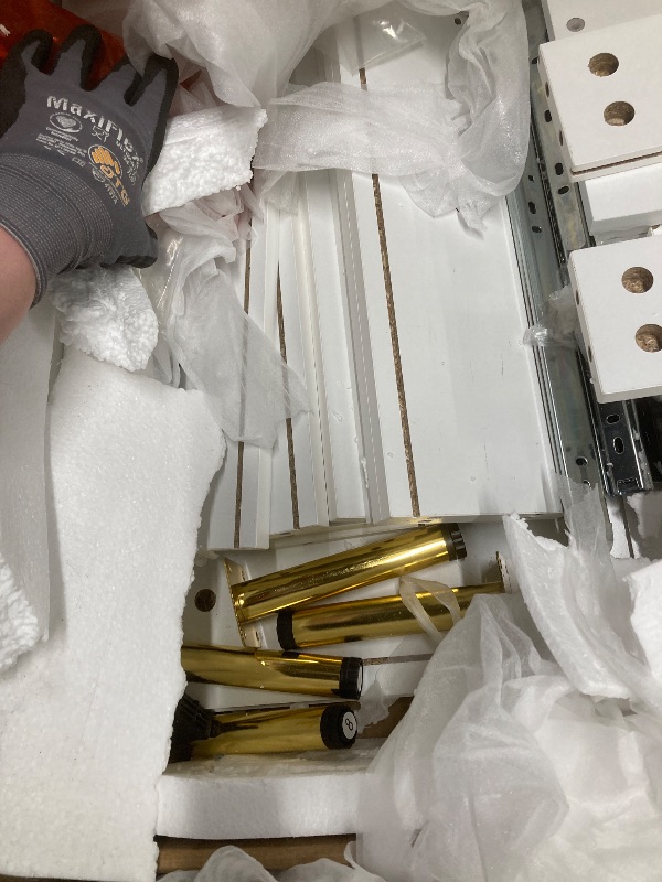 Photo 1 of *Piece damaged* GarveeHome White Dresser, Modern 5 Drawer Dresser for Bedroom with Gold Handle and Large Drawer, Wood Double Chest of Drawers and Storage Organizer for Living Room, Hallway, Entryway