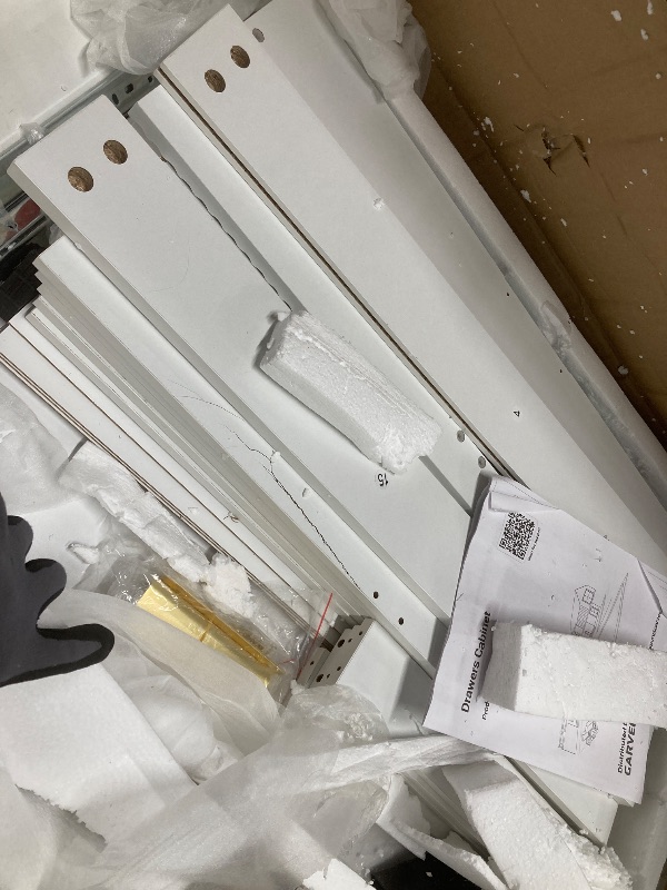 Photo 1 of *Piece damaged* GarveeHome White Dresser, Modern 5 Drawer Dresser for Bedroom with Gold Handle and Large Drawer, Wood Double Chest of Drawers and Storage Organizer for Living Room, Hallway, Entryway